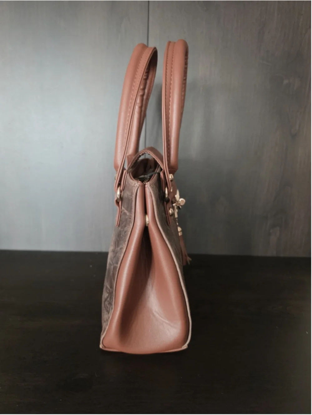 Chocolate Brown Tasseled Floral Embossed Tooled Artisan LEATHER Crossbody Purse